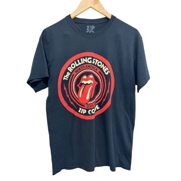 Zip Code Graphic Rolling Stones Tee Medium Black 100% Cotton Short Sleeve 2015 - Picture 1 of 7